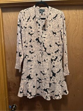 Aqua Black Floral Print Top on Blush Background
